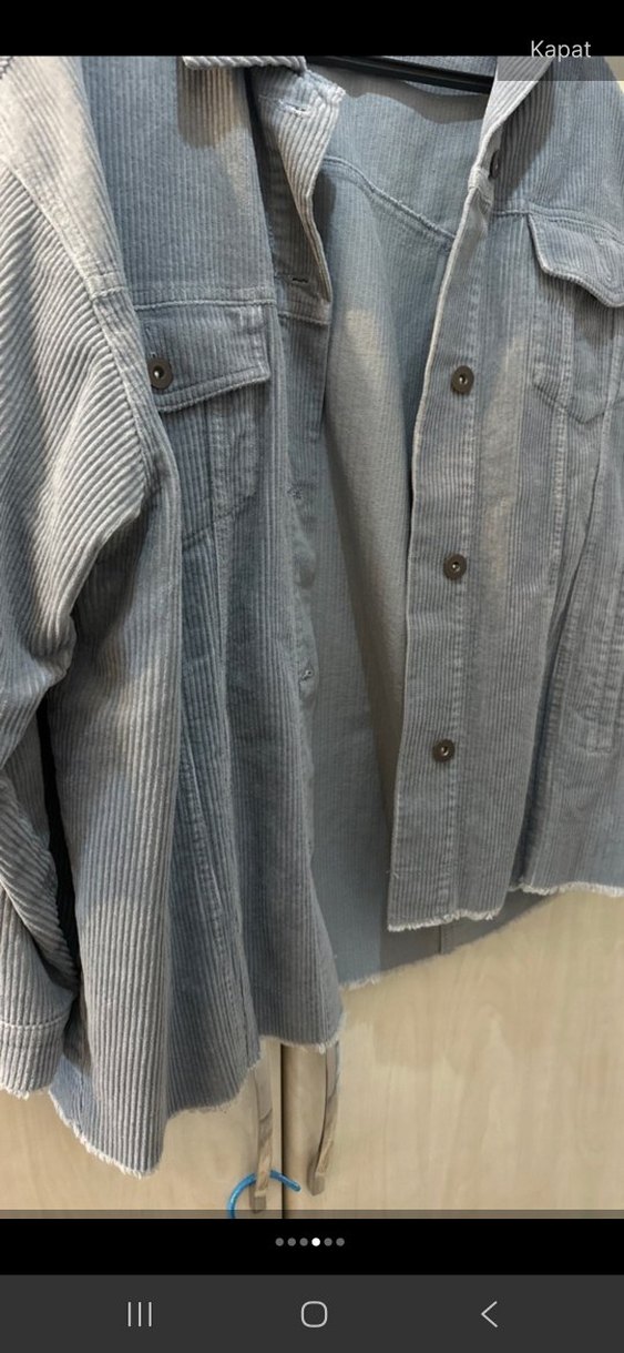 Düğmeli Gri Kadın Denim Ceket - Görsel 2