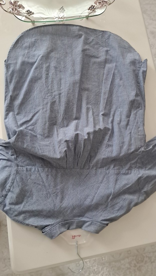 Gri Uzun Kollu Keten Kadın Gömlek - Görsel 4