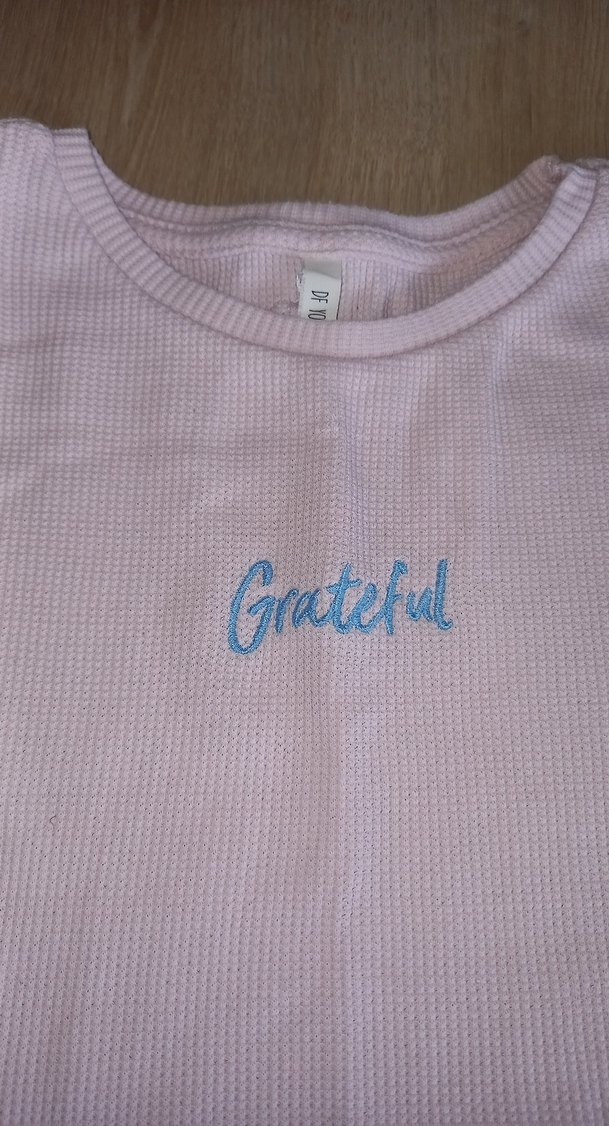 Pembe Kız Çocuk Örme Keten Tişört - Görsel 3