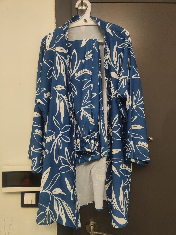 Mavi Desenli Kadın Mini Kimono.. ikili takım - Görsel 2