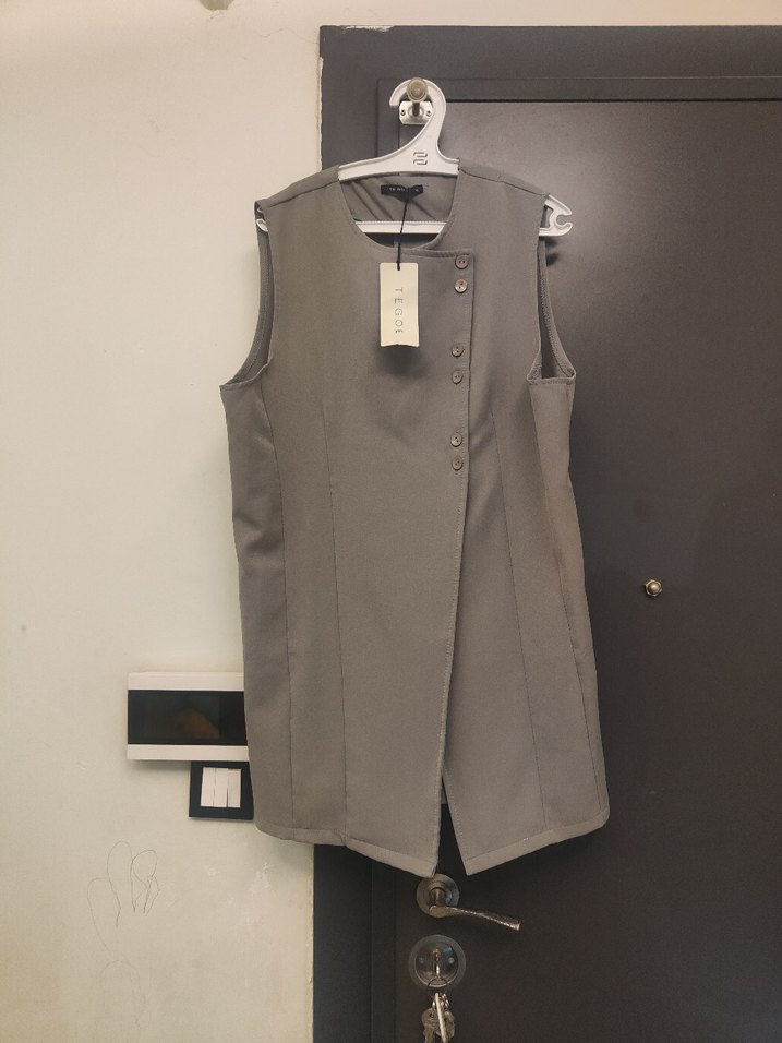 Gri Kemerli Kadın Uzun Ceket - Görsel 2