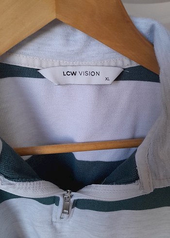 yesil Çizgili fermuar yakali Polo Tişört - Görsel 3