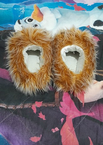 Kızlar için Kahverengi Peluş Sıcak panduf - Görsel 3