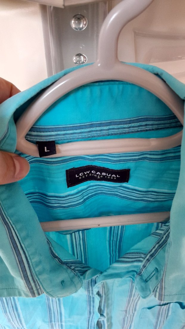 Mavi Kısa Kollu Düğmeli Erkek Gömlek - Görsel 4