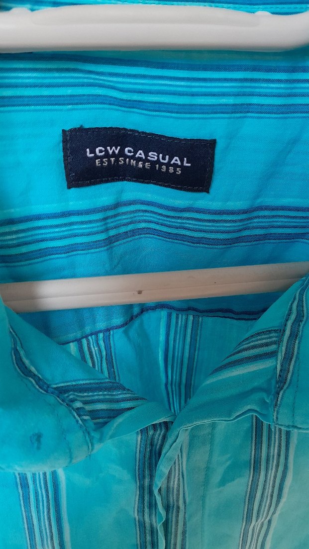 Mavi Kısa Kollu Düğmeli Erkek Gömlek - Görsel 3