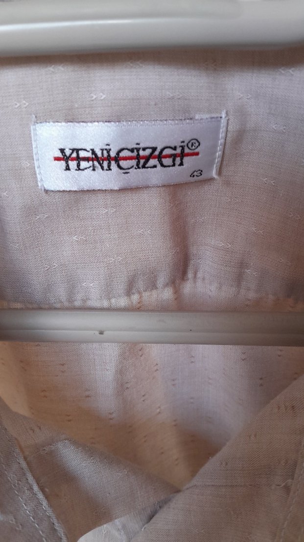 Bej Keten Erkek Gömlek, Uzun Kollu, Düğmeli - Görsel 3