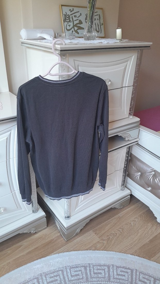 siyah V Yaka Erkek Triko Kazak - Görsel 2