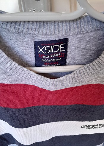 XSIDE marka Gri Çizgili Erkek Triko Kazak - Görsel 3