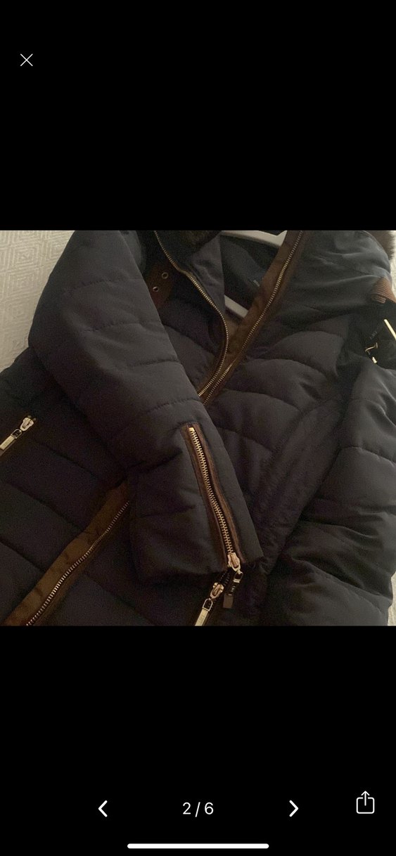 Kürk Detaylı Koyu Kahverengi Deri Kadın Kışlık Mont - Görsel 2