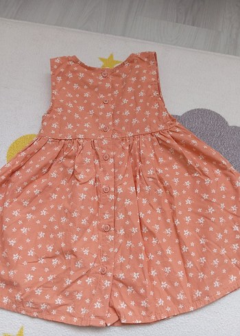 Kız Çocuk somon Çiçekli Kolsuz Elbise - Görsel 6