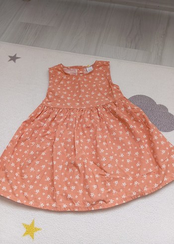 Kız Çocuk somon Çiçekli Kolsuz Elbise - Görsel 2