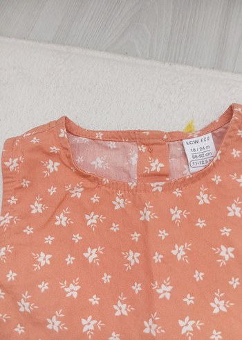 Kız Çocuk somon Çiçekli Kolsuz Elbise - Görsel 4