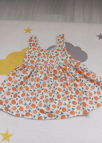 Turuncu Desenli Kolsuz Kız Elbisesi - Görsel 2