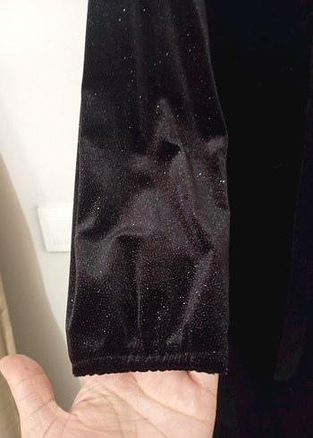 Siyah Uzun Kollu Yüksek Yakalı Uzun Elbise - Görsel 6