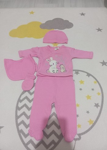 Pembe Nakışlı Örgü Bebek 5 li hastane çıkış - Görsel 2