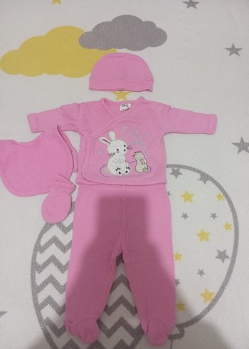 Pembe Nakışlı Örgü Bebek 5 li hastane çıkış - Görsel 3