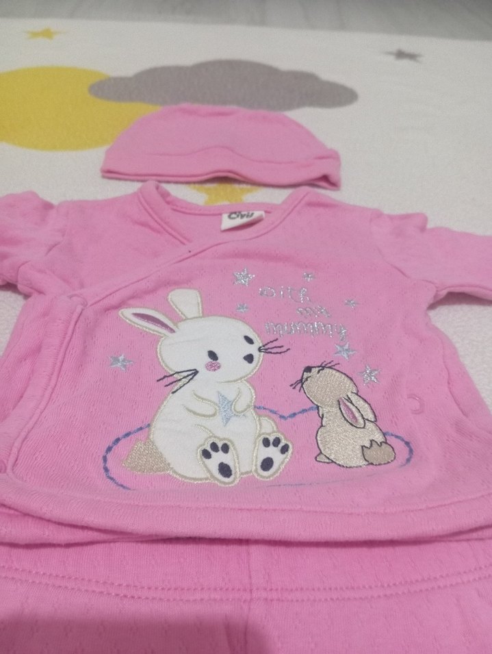 Pembe Nakışlı Örgü Bebek 5 li hastane çıkış - Görsel 4