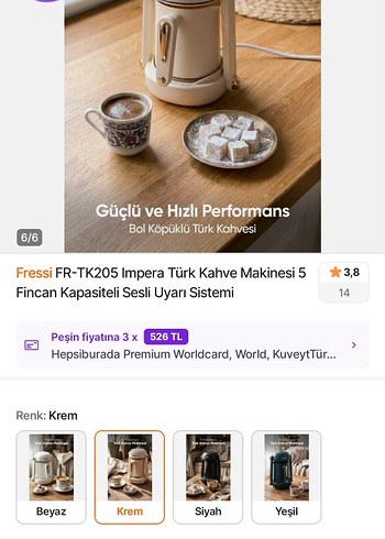Pastel Beyaz Fressi türk kahve makinası - Görsel 9