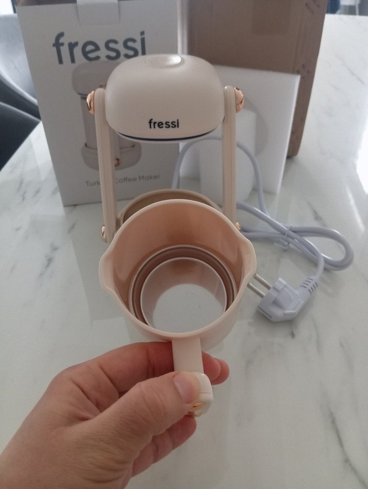 Pastel Beyaz Fressi türk kahve makinası - Görsel 5