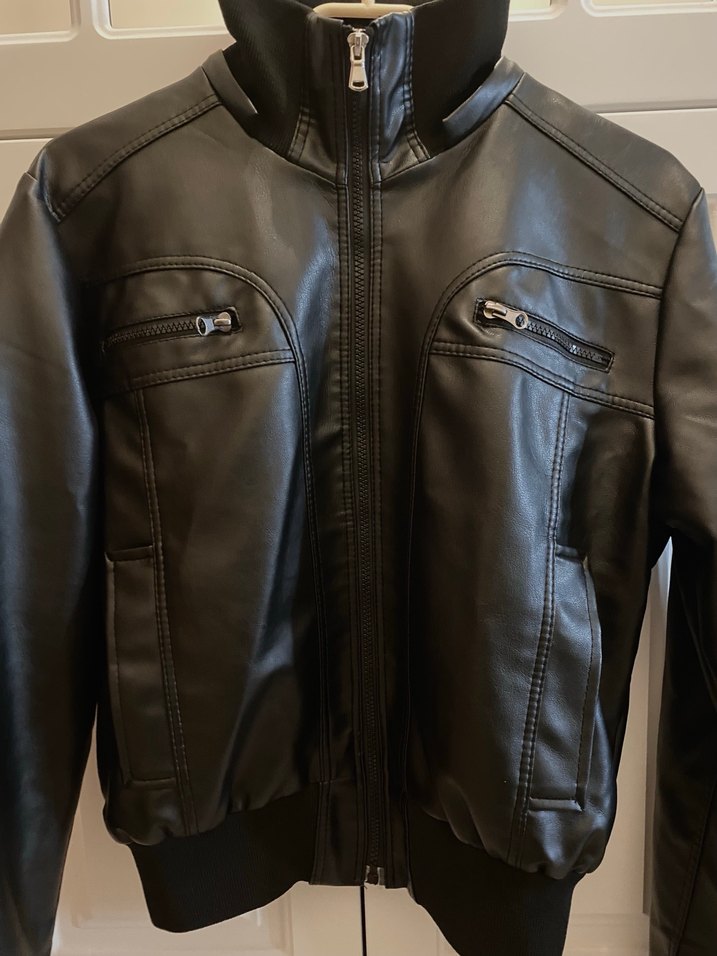 Siyah Deri Biker Ceket - Görsel 3