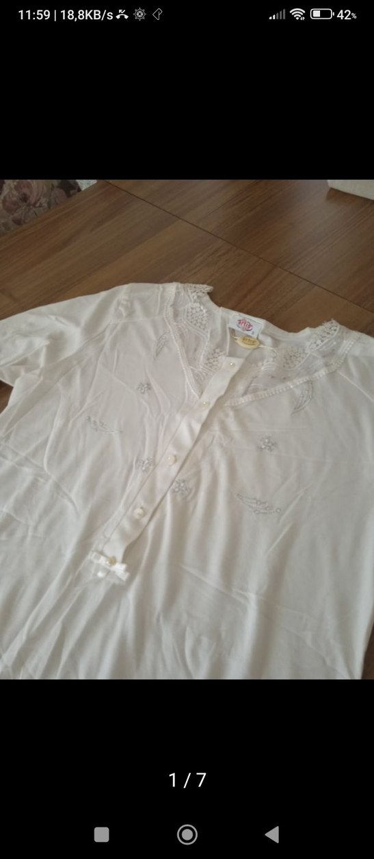 Beyaz Lohusa ve Emzirme Gecelik V Yaka - Görsel 4