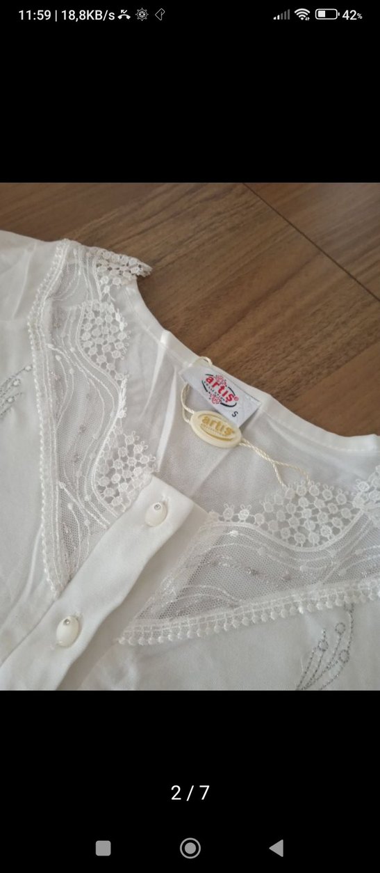 Beyaz Lohusa ve Emzirme Gecelik V Yaka - Görsel 3