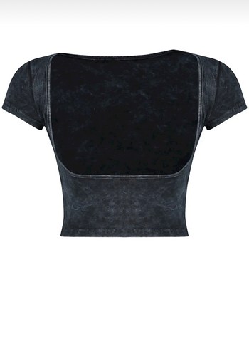 Trendyol & Milla Gri Denim Sırtı Açık Crop Top