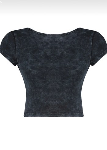 s Beden Gri Denim Sırtı Açık Crop Top