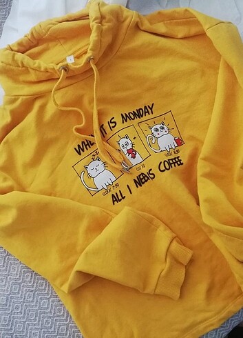 Hardal sarı Crop sweatshirt