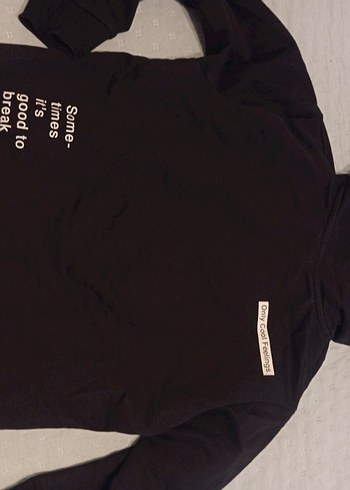 Kapüşonlu Siyah Oversize Baskılı Sweatshirt - Görsel 3