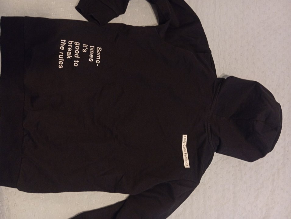 Kapüşonlu Siyah Oversize Baskılı Sweatshirt - Görsel 3