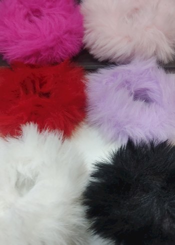 Renkli Kürklü Kadın Saç Tokası Seti - Görsel 2