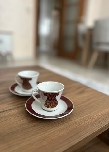 Orijinal vakko bordo Desenli porselen fincan takımı