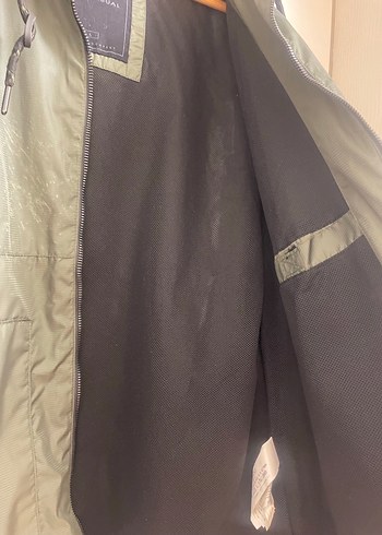 Erkek Haki Kapüşonlu Fermuarlı Yağmurluk - Görsel 5