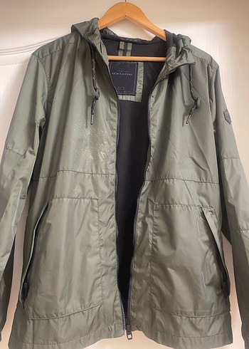 Erkek Haki Kapüşonlu Fermuarlı Yağmurluk - Görsel 6