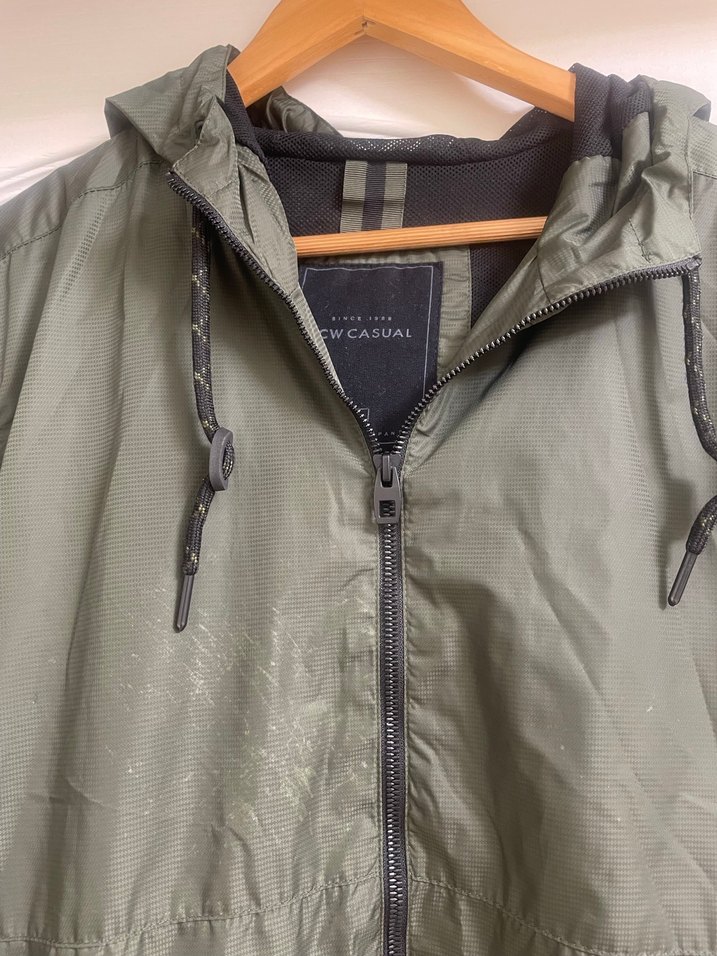 Erkek Haki Kapüşonlu Fermuarlı Yağmurluk - Görsel 2