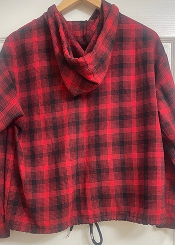 Kırmızı Ekose Düğmeli Kadın Gömlek - Görsel 5