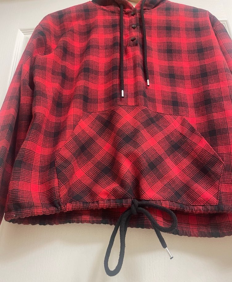 Kırmızı Ekose Düğmeli Kadın Gömlek - Görsel 4