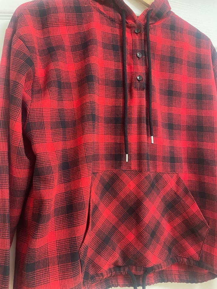 Kırmızı Ekose Düğmeli Kadın Gömlek - Görsel 3