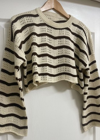 Çizgili Uzun Kollu Kadın Kazak - Görsel 2