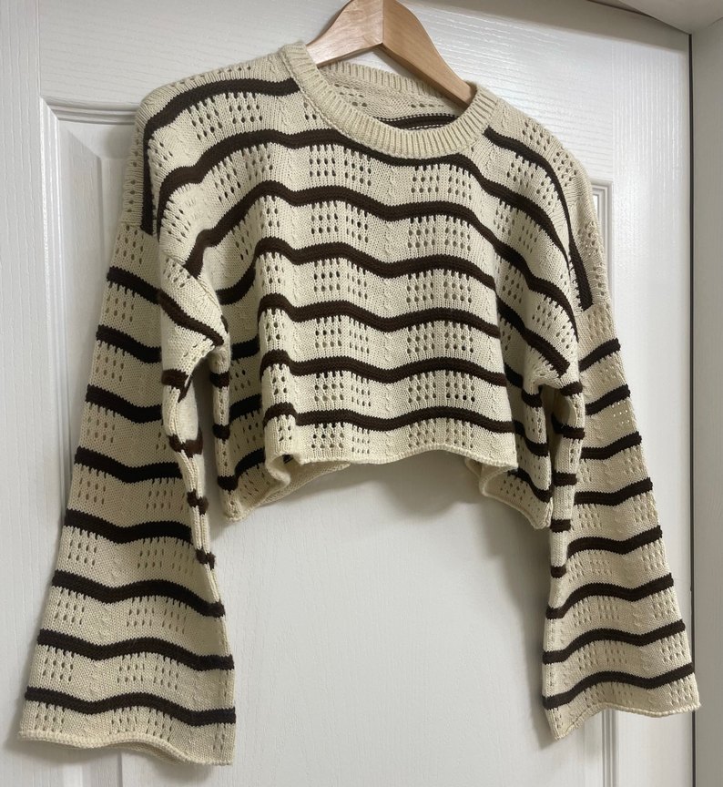 Çizgili Uzun Kollu Kadın Kazak - Görsel 2