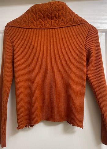 Kiremit rengi Örgü Bohem Kadın Hırka - Görsel 4