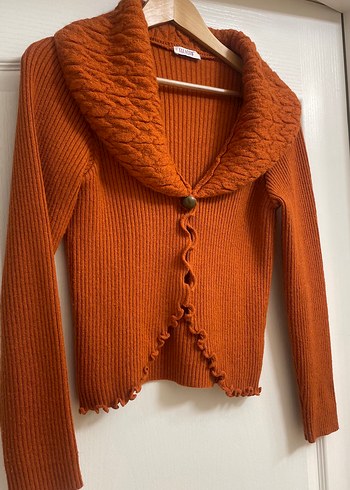 Kiremit rengi Örgü Bohem Kadın Hırka - Görsel 2