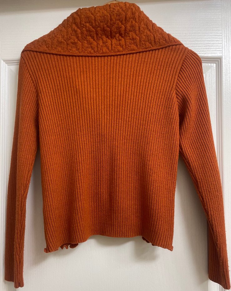 Kiremit rengi Örgü Bohem Kadın Hırka - Görsel 4