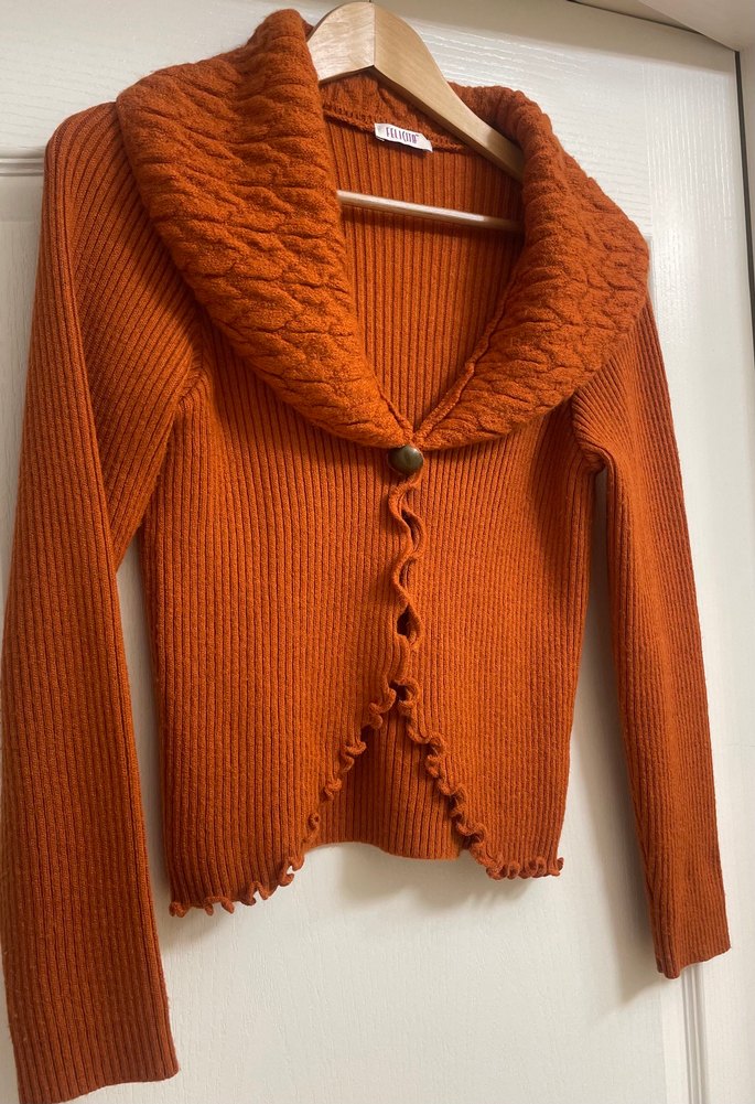 Kiremit rengi Örgü Bohem Kadın Hırka - Görsel 2