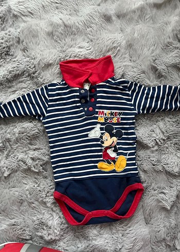 Uzun Kollu Mickey Mouse Bebek Body