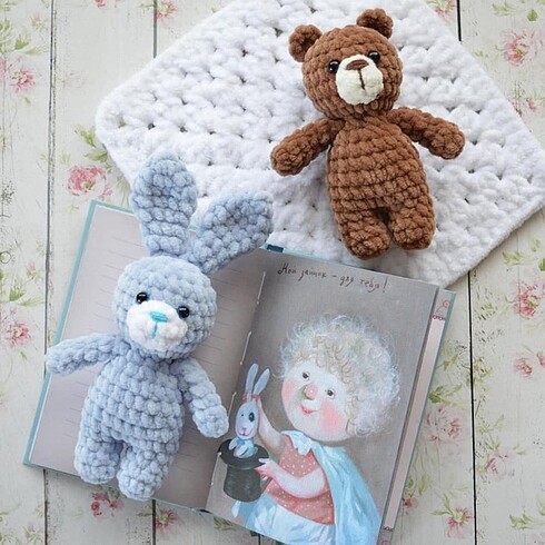 Amigurumi Kadife ayıcık Ve Tavşan Oyuncak