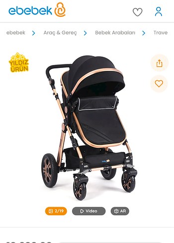 Babyplus Trave Siyah Bebek Arabası ve puseti