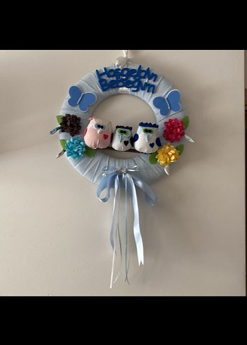 Mavi Renkli Bebek Kapı Süsü
