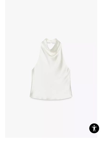 Zara Beyaz Kolsuz Drapeli Mini Bluz
